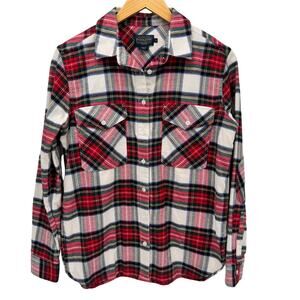 Pendleton Flannel Shirt Womens Small Red Black White Plaid Button Up Cotton